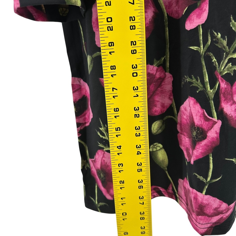 LuLaRoe Ava Mutton Sleeve Dress 3XL NWT Pink Poppy Floral Black V-Neck Plus Size - Picture 8 of 10